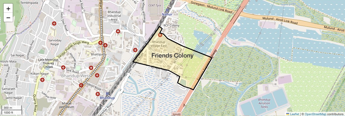 Location Map of Friends Colony, Mumbai