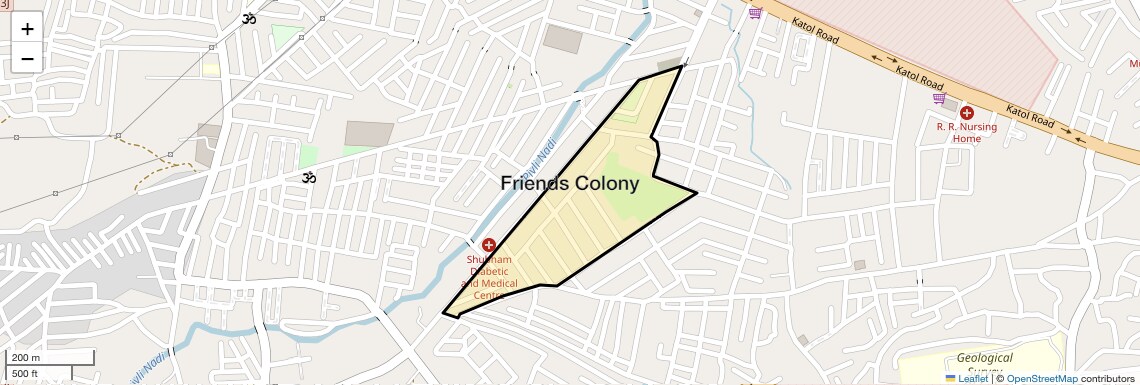 Location Map of Friends Colony, Nagpur