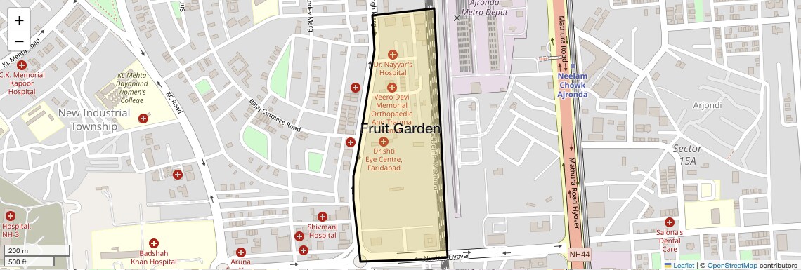 Location Map of Fruit Garden, Faridabad