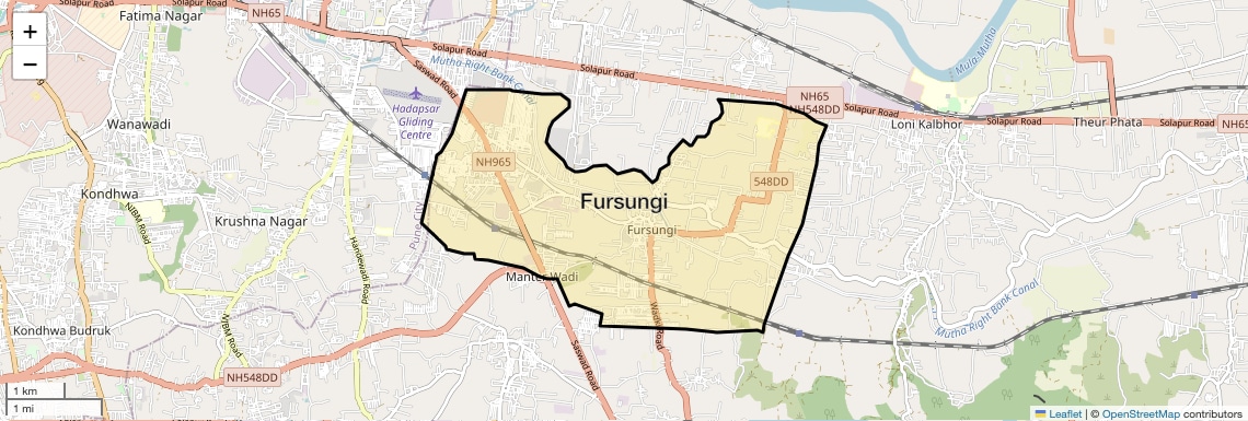 Location Map of Fursungi, Pune