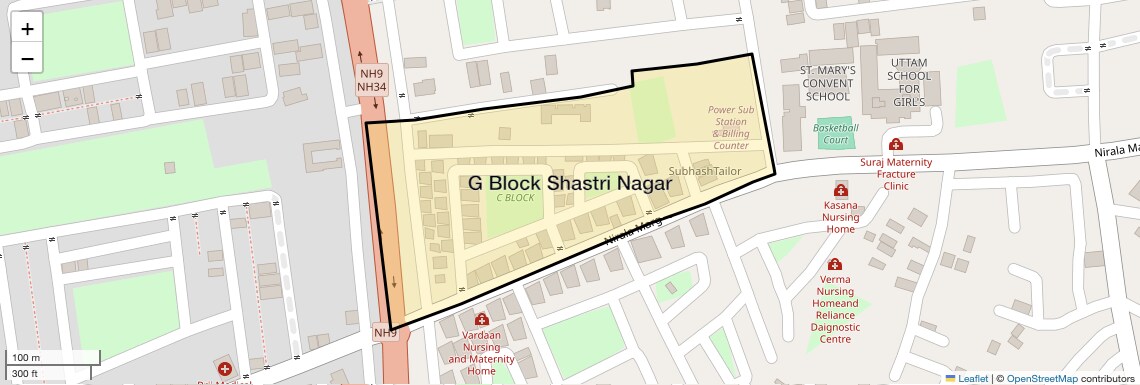 Location Map of G Block Shastri Nagar, Ghaziabad