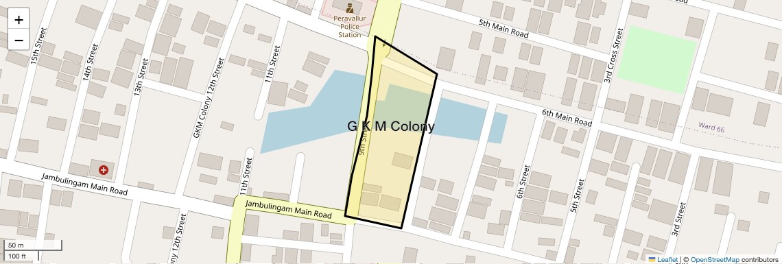 Location Map of G K M Colony, Chennai