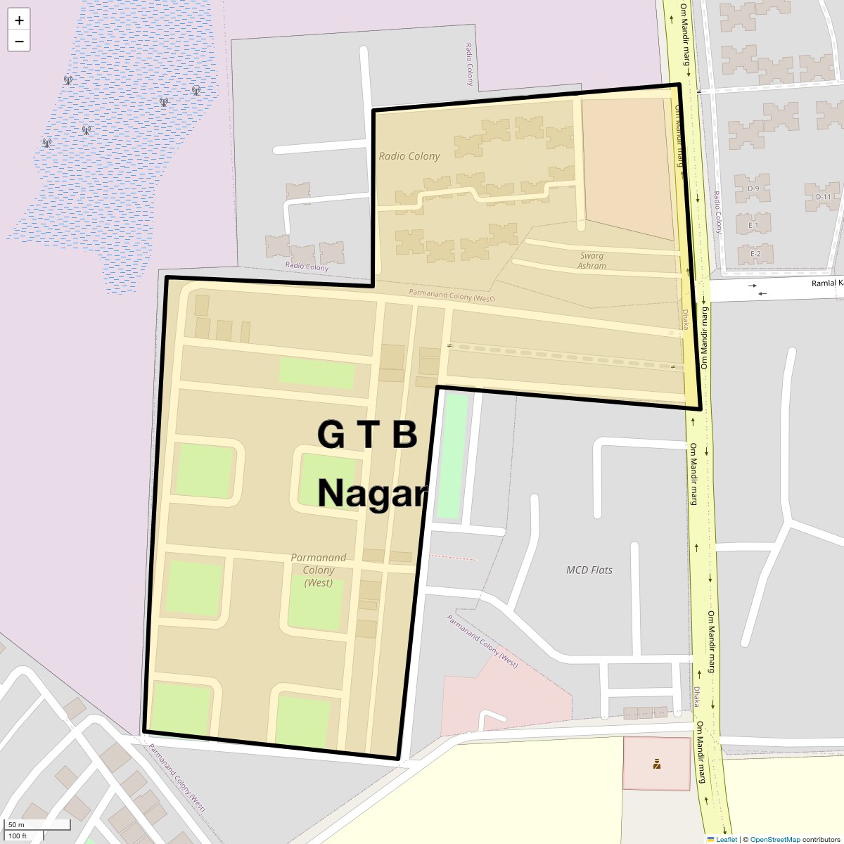 Location Map of G T B Nagar, Delhi