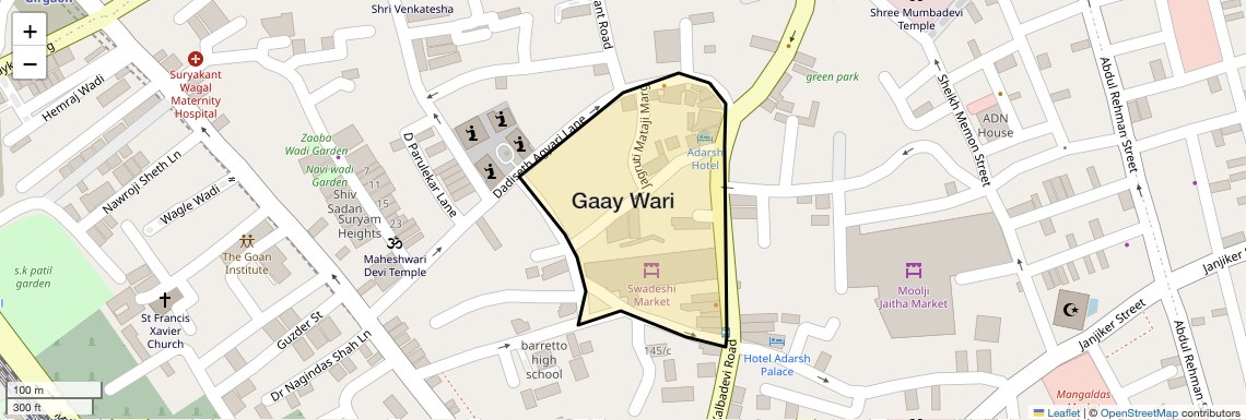 Location Map of Gaay Wari, Mumbai