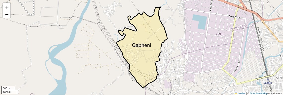 Location Map of Gabheni, Surat