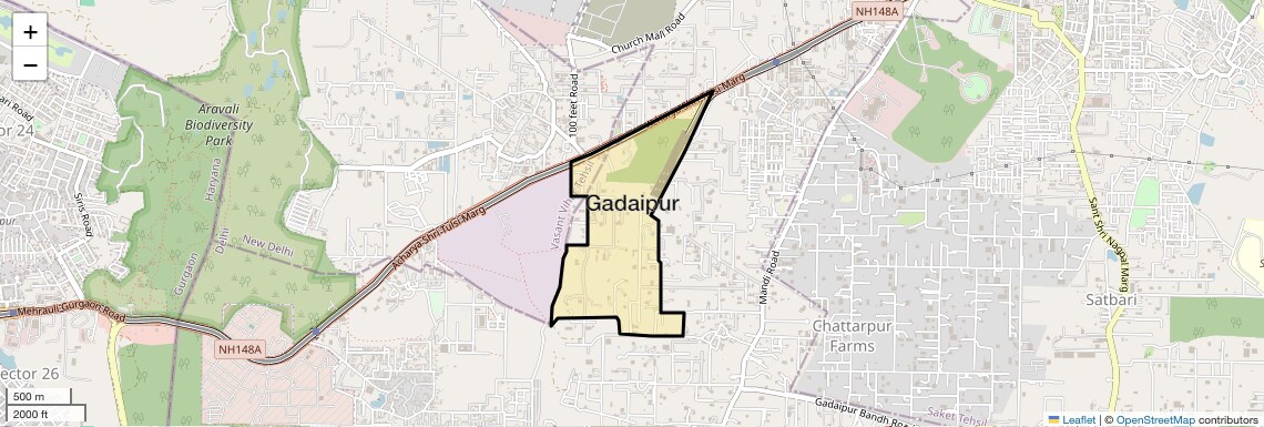 Location Map of Gadaipur, Delhi