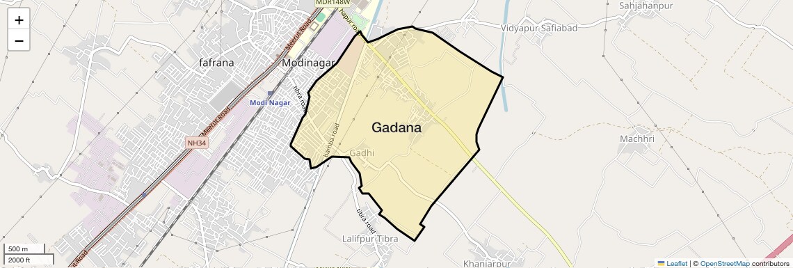 Location Map of Gadana, Ghaziabad