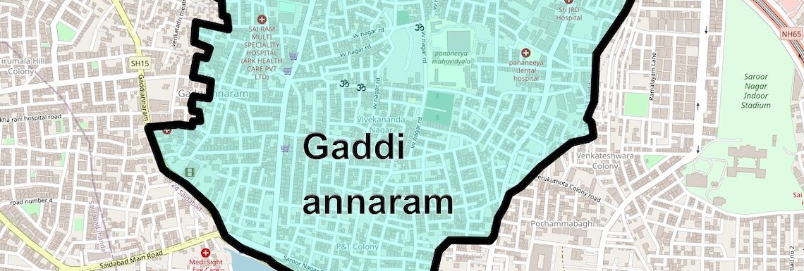 Location Map of Gaddi annaram, Hyderabad