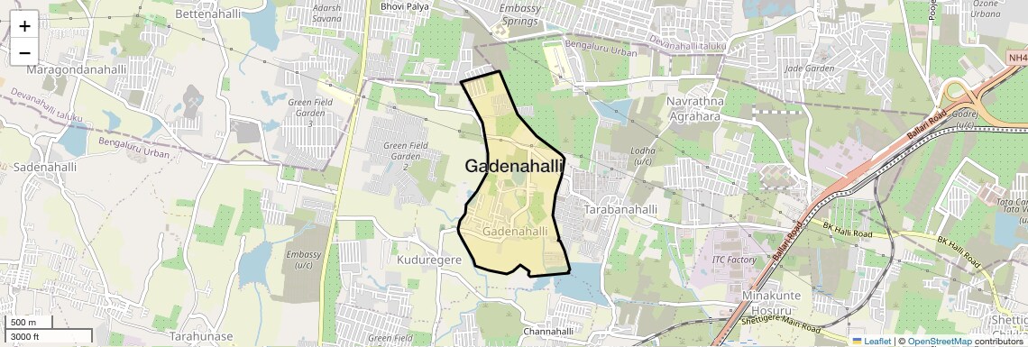 Location Map of Gadenahalli, Bangalore
