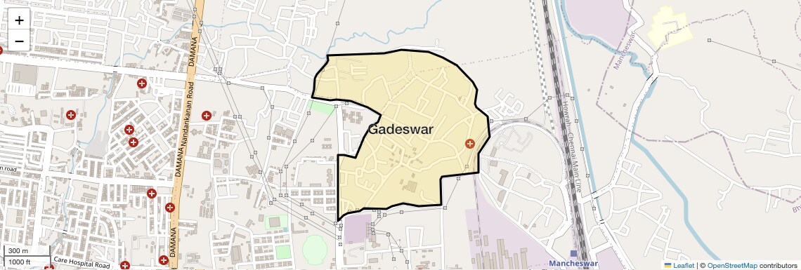 Location Map of Gadeswar, Bhubaneswar