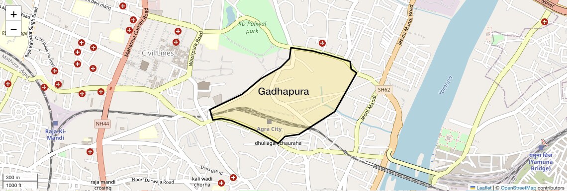 Location Map of Gadhapura, Agra