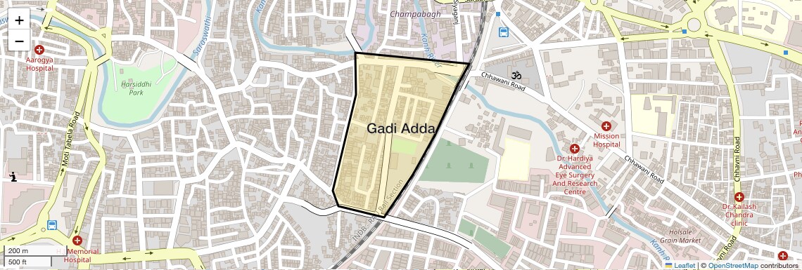 Location Map of Gadi Adda, Indore