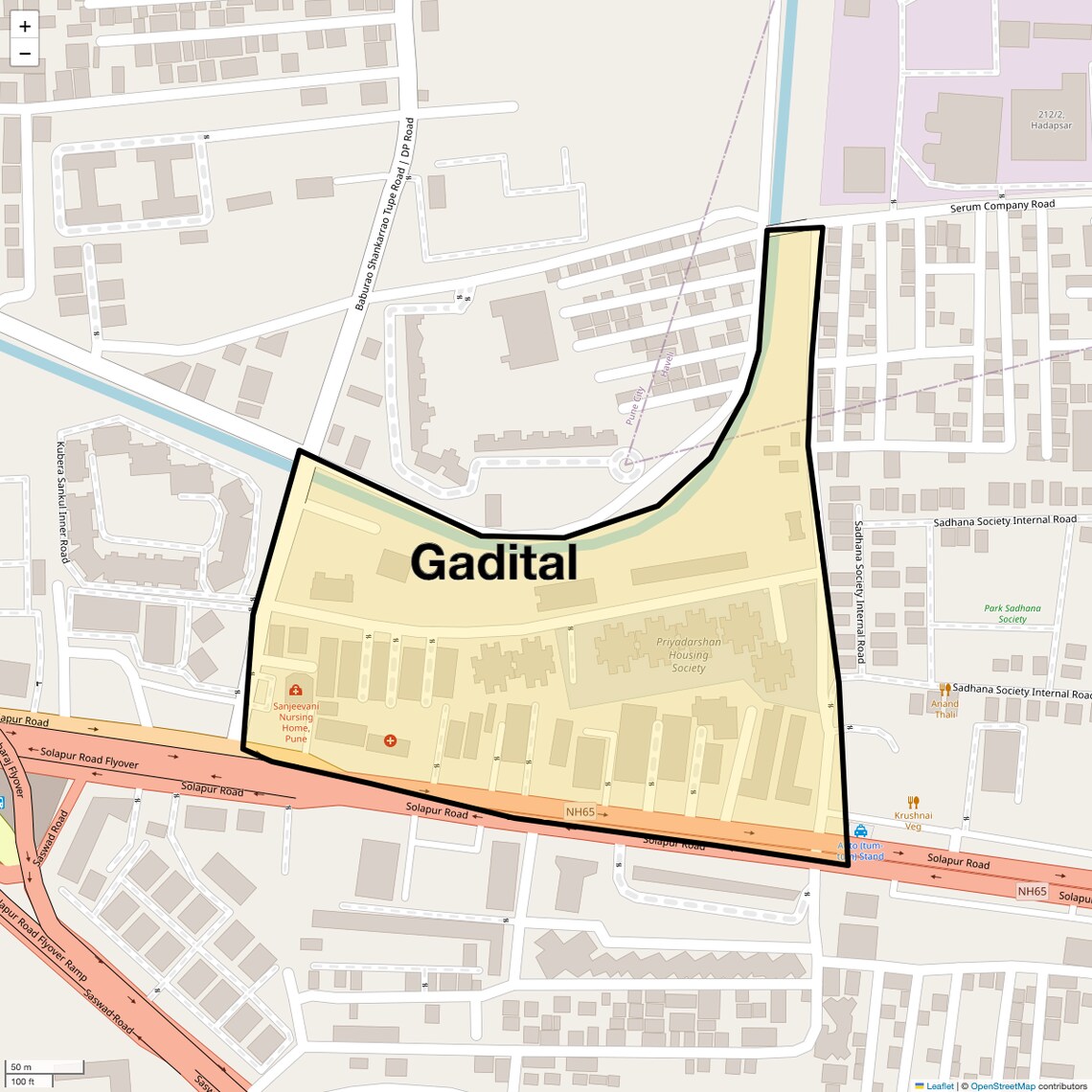 Location Map of Gadital, Pune