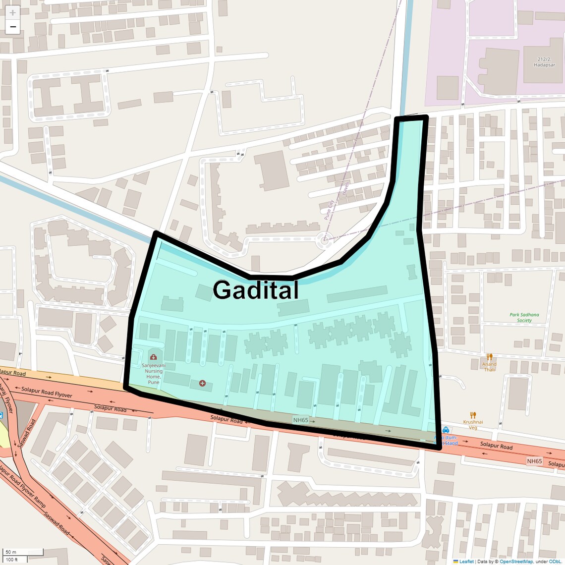 Location Map of Gadital, Pune