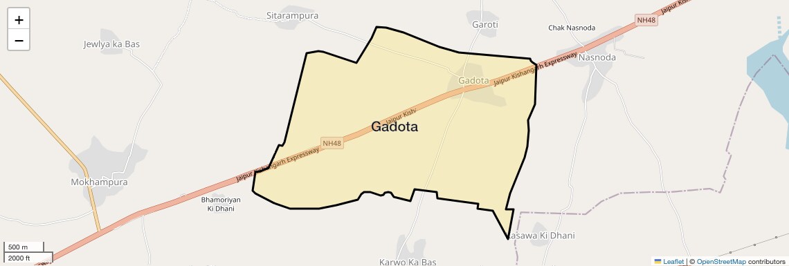 Location Map of Gadota, Jaipur