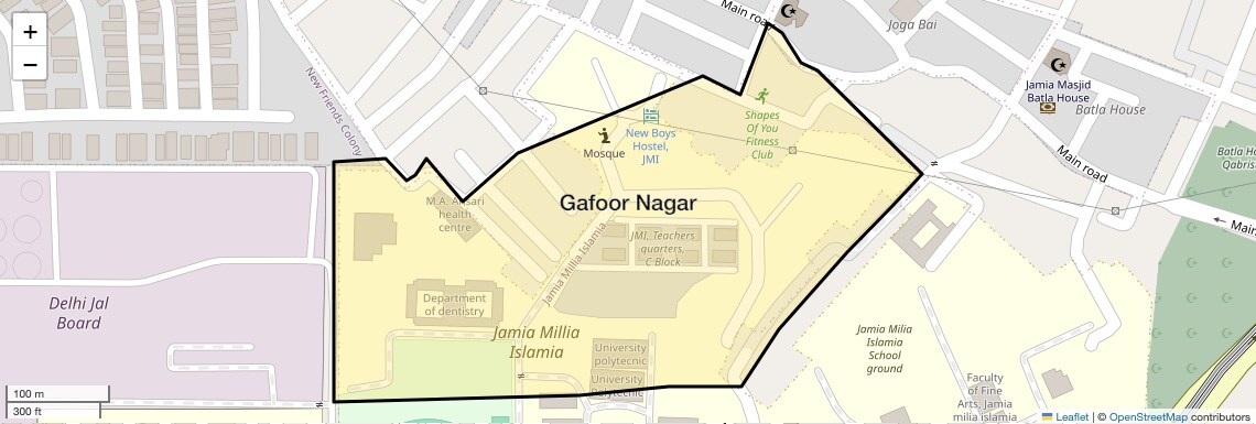 Location Map of Gafoor Nagar, Delhi