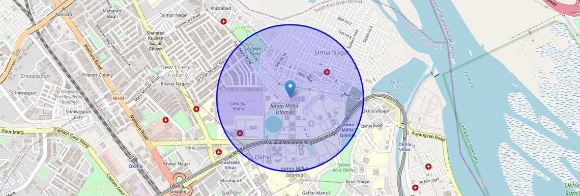 Location Map of Gafoor Nagar, Delhi