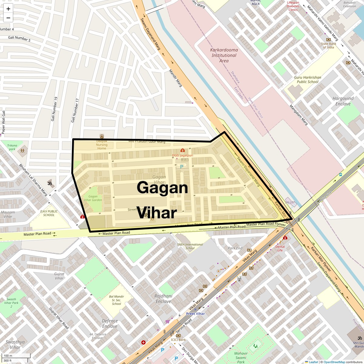 Location Map of Gagan Vihar, Delhi