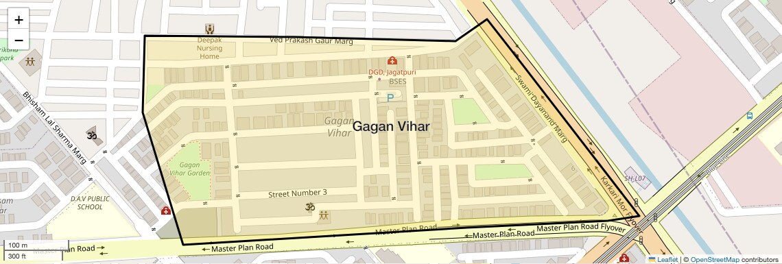 Location Map of Gagan Vihar, Delhi