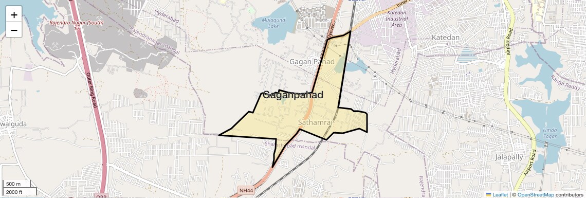 Location Map of Gaganpahad, Hyderabad