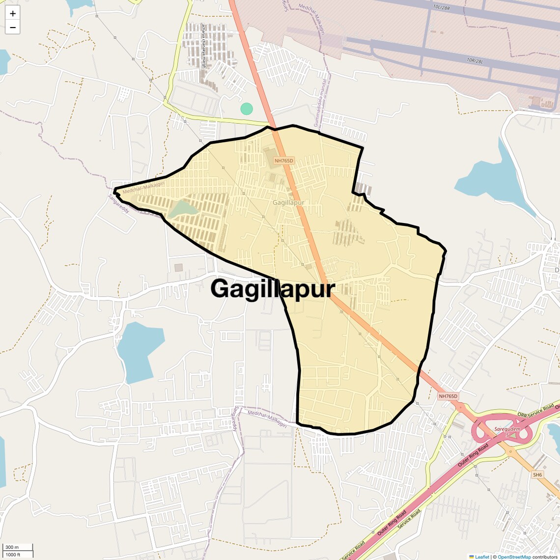 Location Map of Gagillapur, Hyderabad