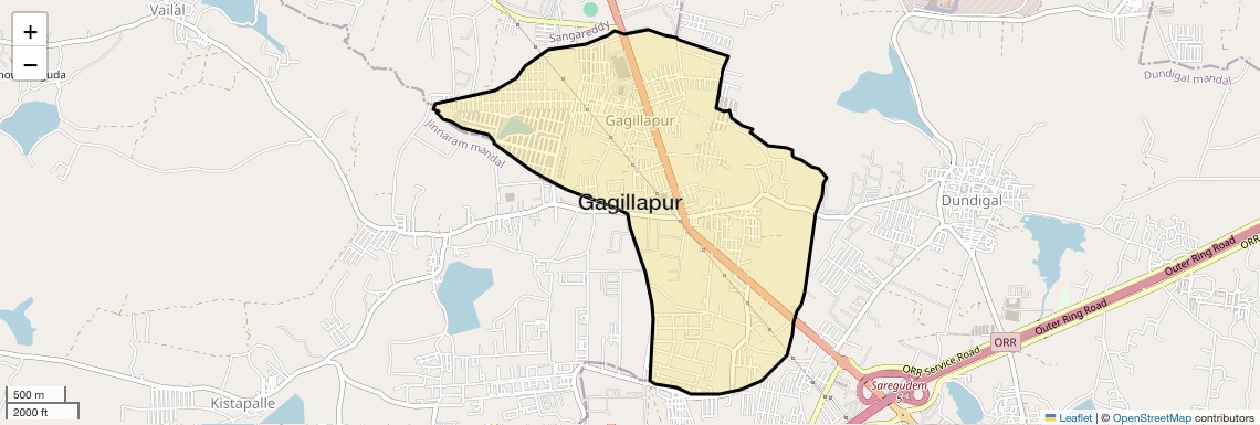 Location Map of Gagillapur, Hyderabad