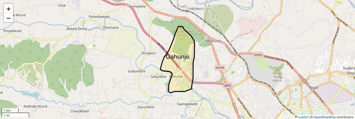 Location Map of Gahunje, Pune