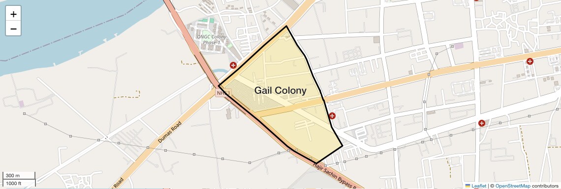 Location Map of Gail Colony, Surat