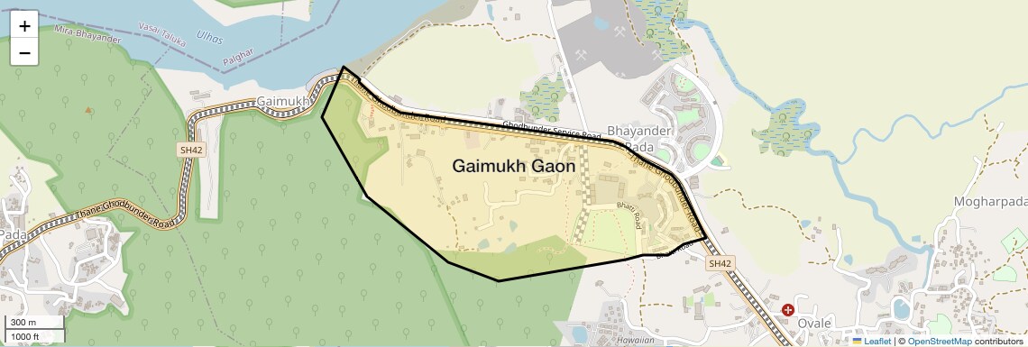 Location Map of Gaimukh Gaon, Thane