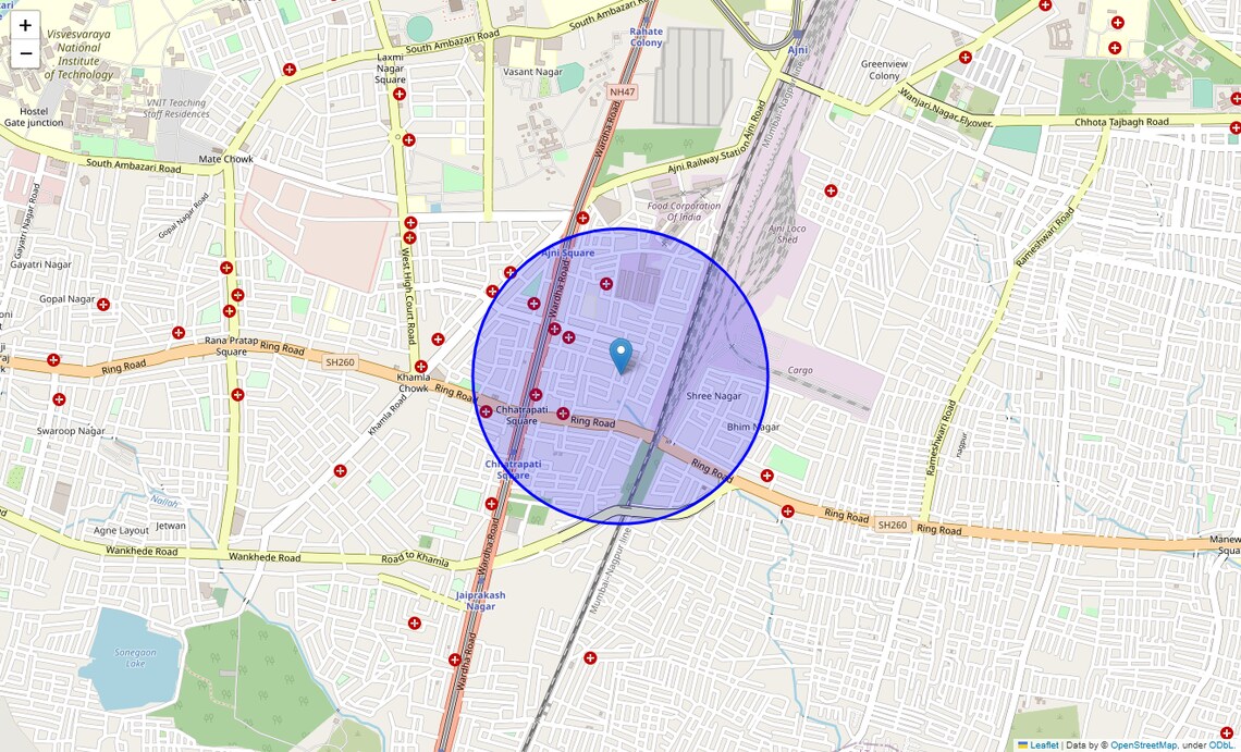 Location Map of Gajanan Nagar, Nagpur