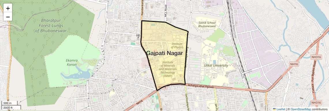 Location Map of Gajpati Nagar, Bhubaneswar