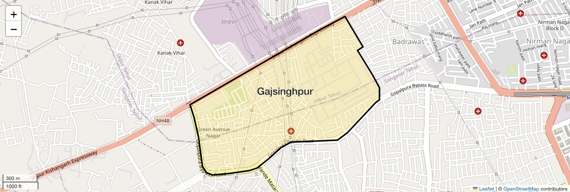 Location Map of Gajsinghpur, Jaipur
