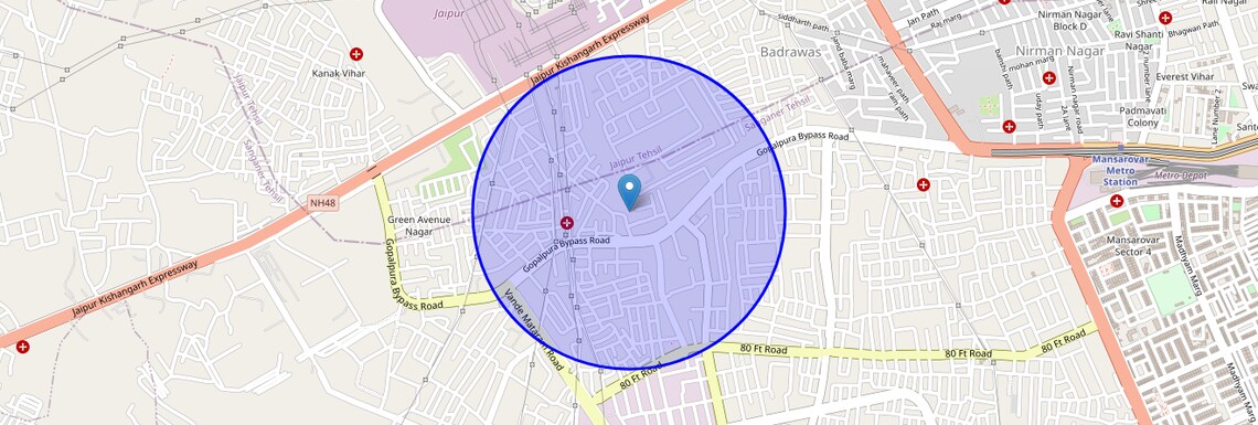 Location Map of Gajsinghpur, Jaipur