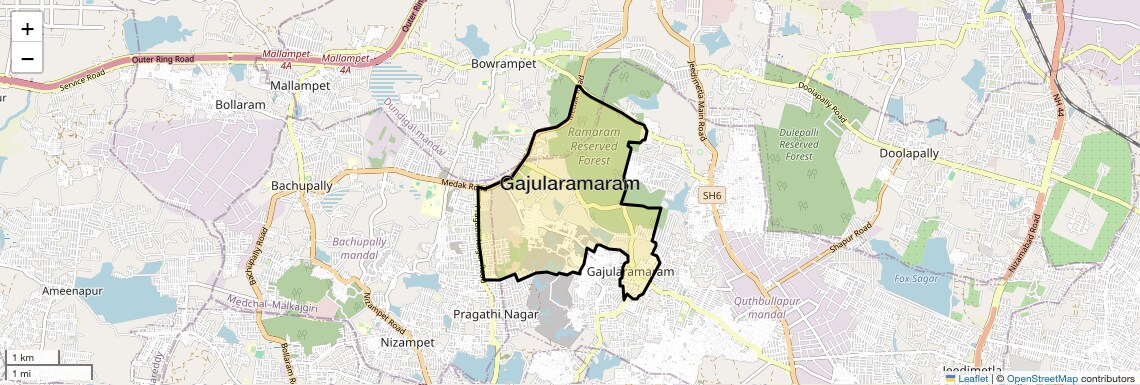 Location Map of Gajularamaram, Hyderabad