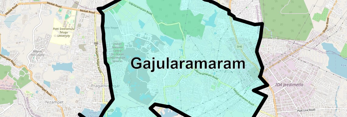 Location Map of Gajularamaram, Hyderabad