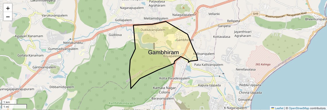 Location Map of Gambhiram, Vizag
