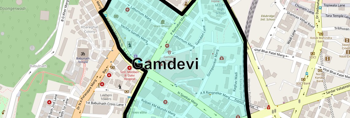 Location Map of Gamdevi, Mumbai