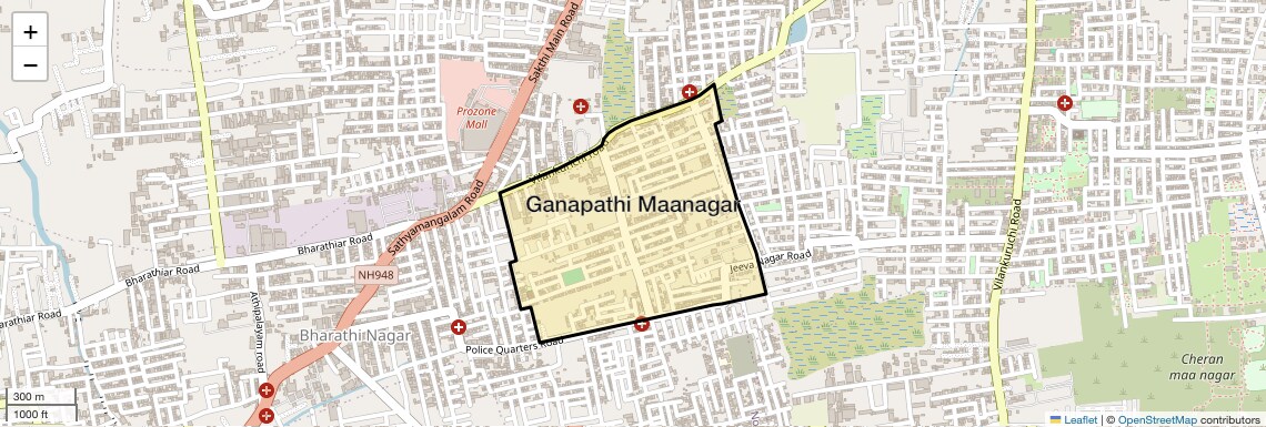 Location Map of Ganapathi Maanagar, Coimbatore