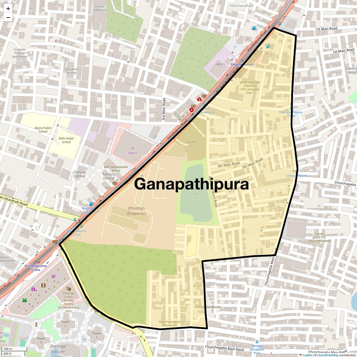 Location Map of Ganapathipura, Bangalore