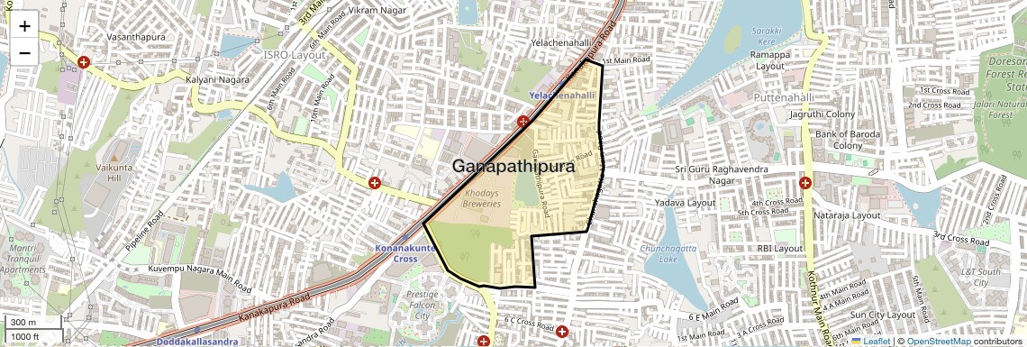 Location Map of Ganapathipura, Bangalore