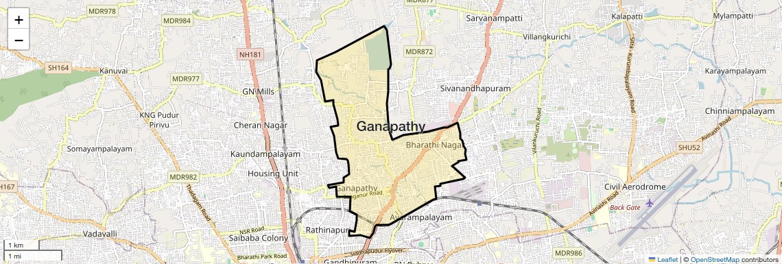 Location Map of Ganapathy, Coimbatore