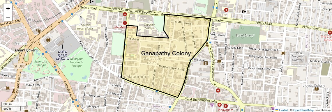 Location Map of Ganapathy Colony, Chennai