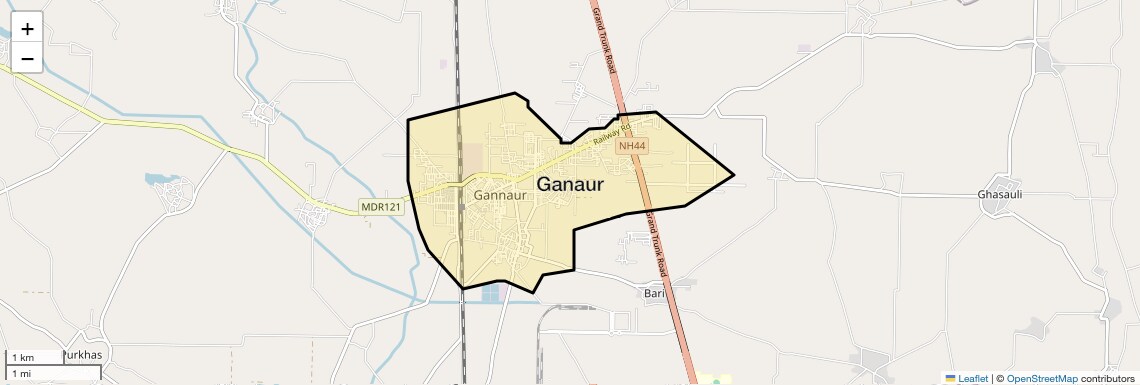 Location Map of Ganaur, Sonipat