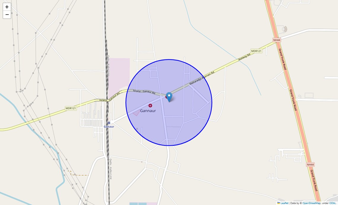 Location Map of Ganaur, Sonipat