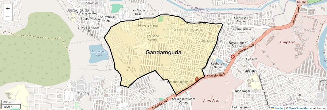 Location Map of Gandamguda, Hyderabad