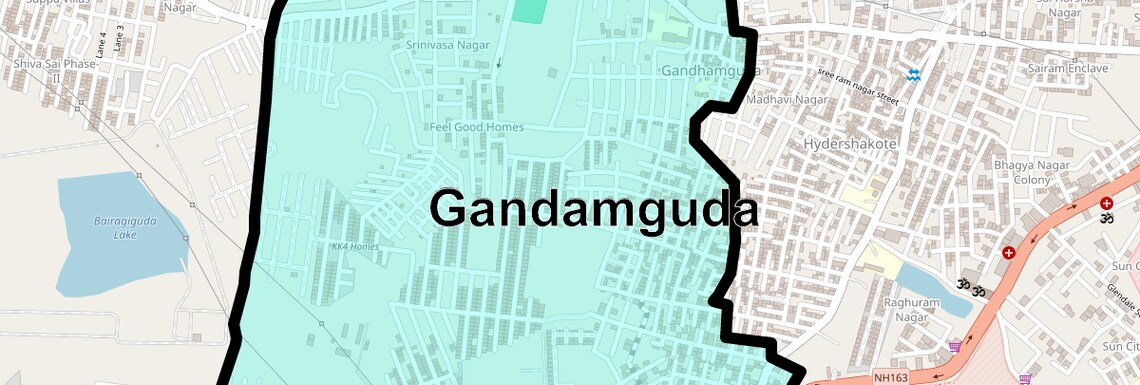 Location Map of Gandamguda, Hyderabad