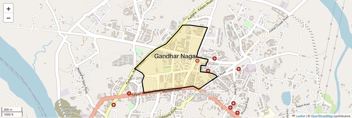 Location Map of Gandhar Nagar, Thane