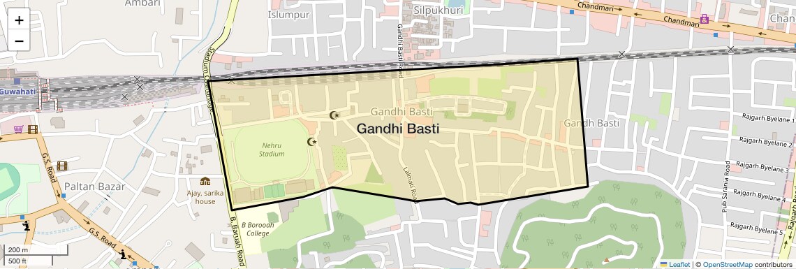 Location Map of Gandhi Basti, Guwahati