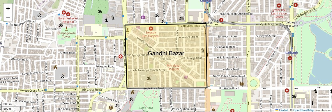 Location Map of Gandhi Bazar, Bangalore