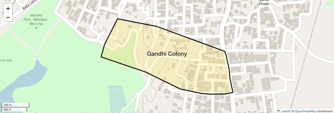Location Map of Gandhi Colony, Delhi